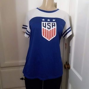 Usa women’s tee blue red and white
